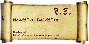Nováky Balázs névjegykártya